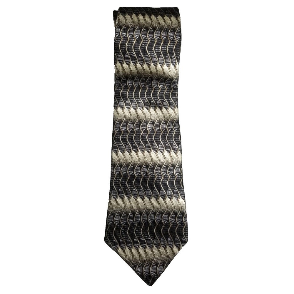 Gianfranco Ruffini Black‎ Tan Geometric Silk Pointed Tie Made in USA